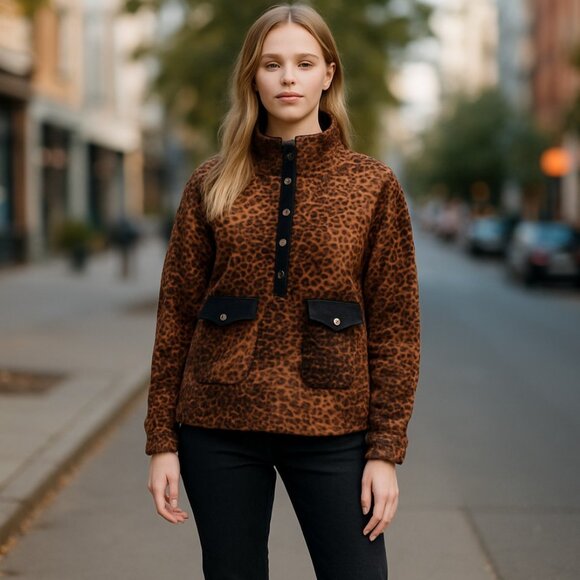 NWOT Urban Outfitters Winston Velvet Popover Animal Print Jacket - Picture 1 of 8